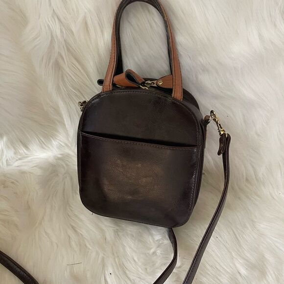 Belle Rose leather two tone brown and tan purse/crossbody bag. - Picture 4 of 11